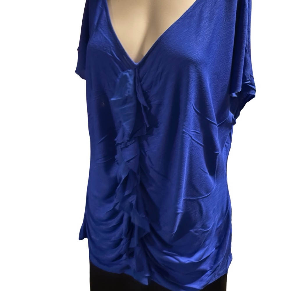 RAFFAELLO ROSSI Royal Blue Ruffle Blouse - Picture 3 of 14